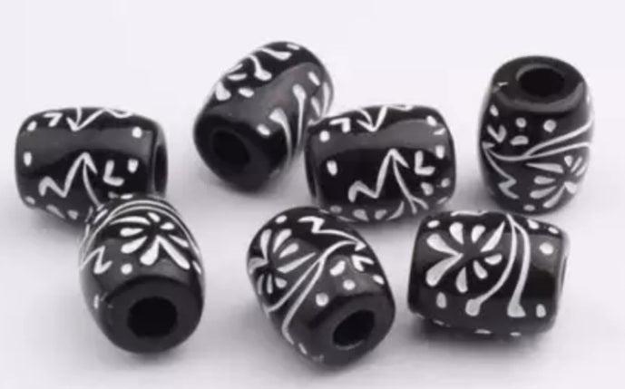 VOOMOLOVE 1000 PCS (Black and White Grey) Pony Beads, Bracelet Beads, Beads  for Hair Braids, Beads for Crafts, Plastic Beads, Hair Beads for Braids