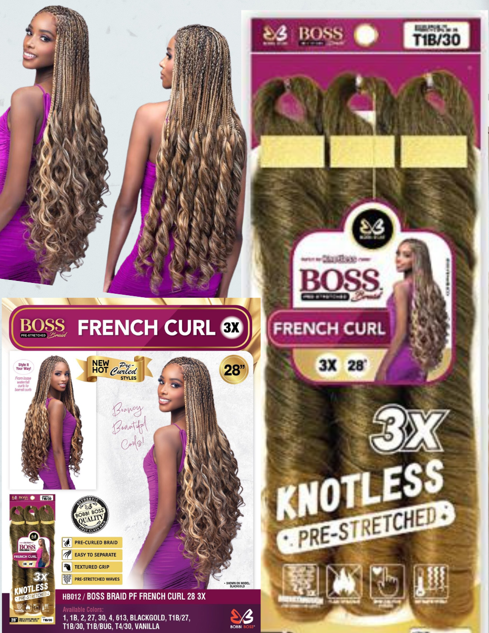 Boss Braid French Curl X3 28''