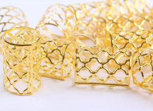10 pieces Aluminium Braids Mesh Buckles/Cuff - Gold - LocsNco