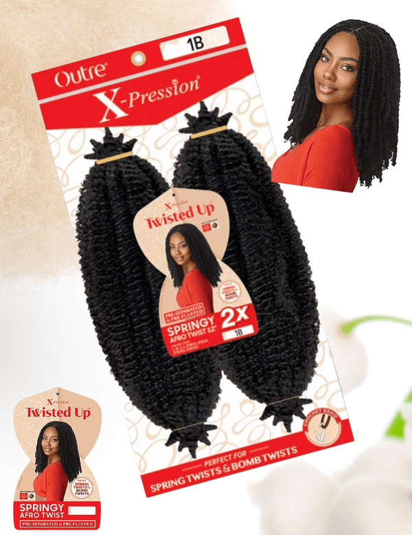 Outre Synthetic Braid - X-pression Twisted Up Springy Afro Twist 12" - LocsNco