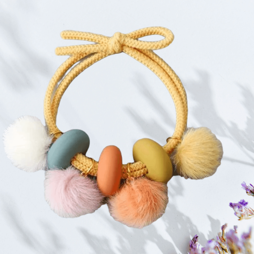 Fashionable Pom Balls Multi-coloured Hair Ties - LocsNco