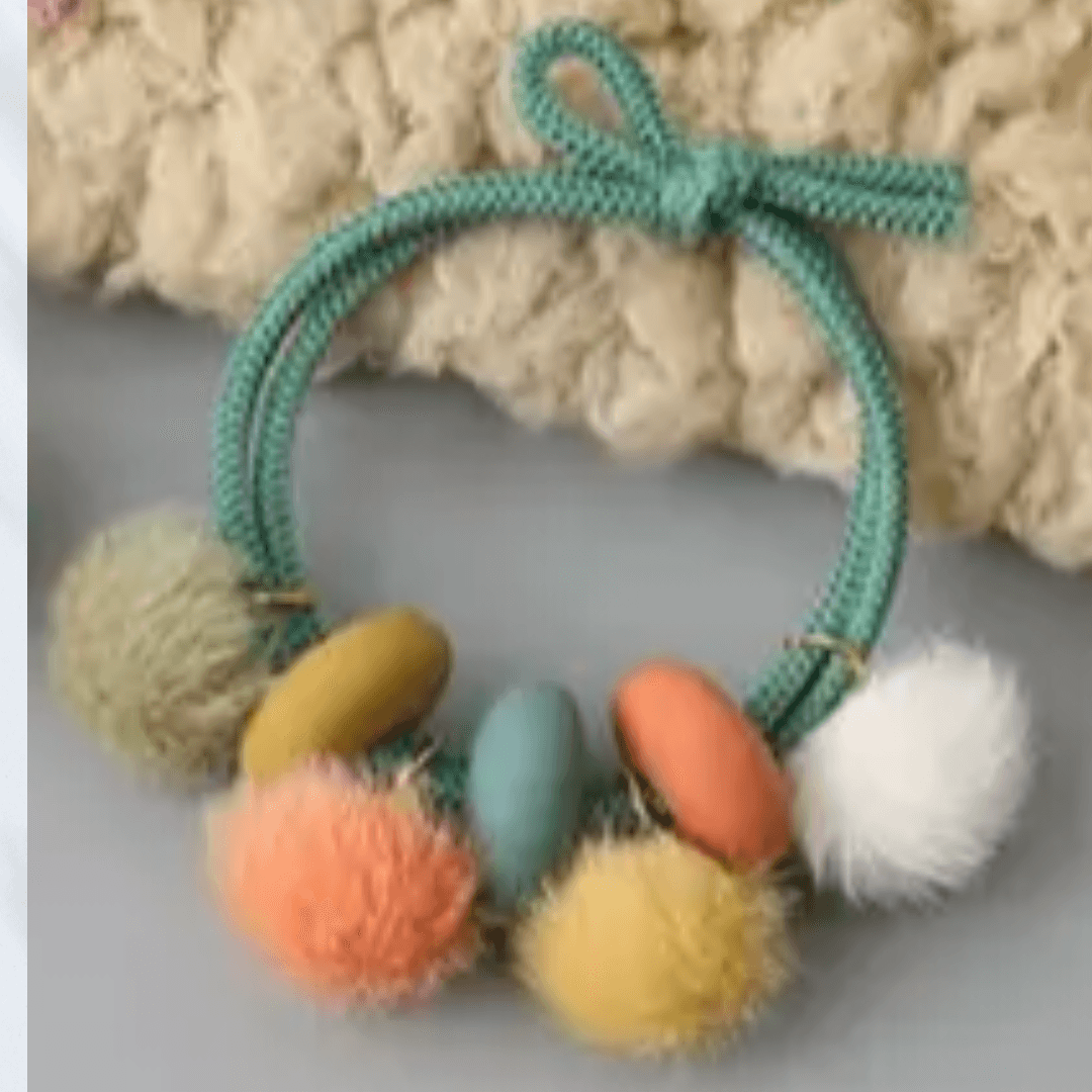 Fashionable Pom Balls Multi-coloured Hair Ties - LocsNco